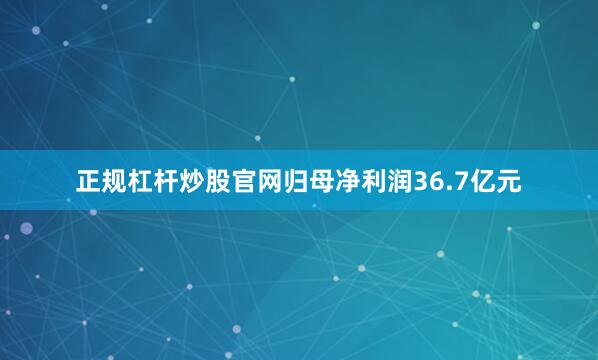 正规杠杆炒股官网归母净利润36.7亿元